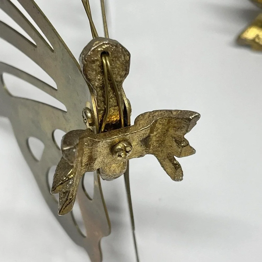 Vintage MCM Brass Butterflies Set of 3 Free Standing or Hanging Wall Decor